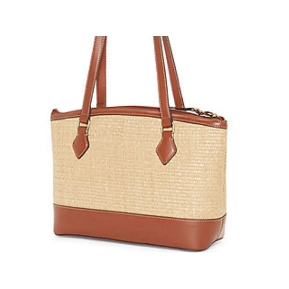St. John’s Bay Classic Crafted Straw Leather Combo Westbrooke Satchel